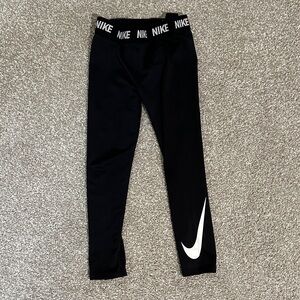 Nike Kids Black Leggings with White Logo